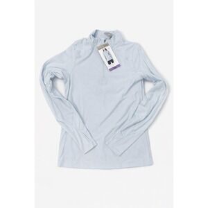 Mondetta Women's Active Ribbed 1/2 Zip Top XS Light Blue NWT Thumbholes
